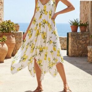 GOA By Japna Lemon Print Summer Dress Sz Sm